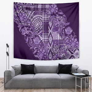 Afro Floral mix Maasai Shuka Tapestry Purple Moitf