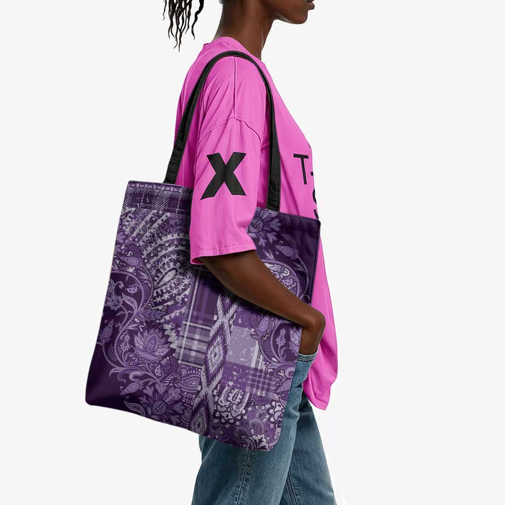 Africa Floral mix Maasai Shuka Tote Bag Purple Moitf