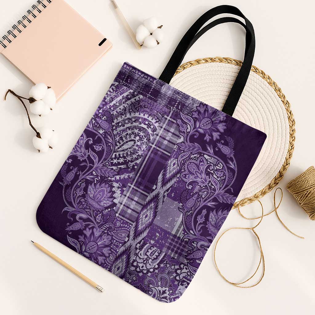 Africa Floral mix Maasai Shuka Tote Bag Purple Moitf