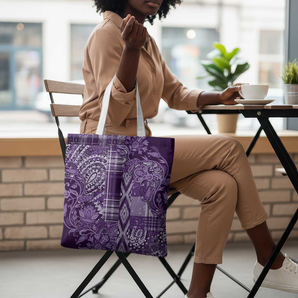 Africa Floral mix Maasai Shuka Tote Bag Purple Moitf