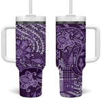 Afro Floral mix Maasai Shuka Tumbler With Handle Purple Moitf