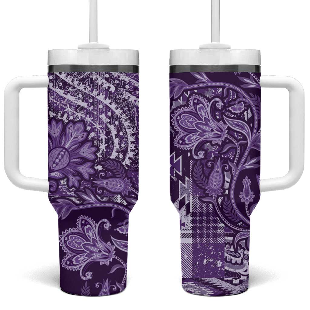 Afro Floral mix Maasai Shuka Tumbler With Handle Purple Moitf