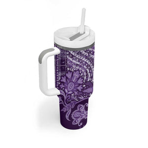 Afro Floral mix Maasai Shuka Tumbler With Handle Purple Moitf