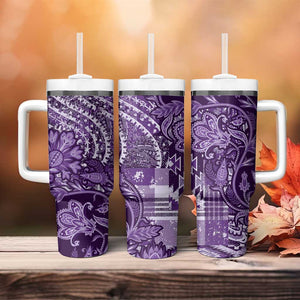 Afro Floral mix Maasai Shuka Tumbler With Handle Purple Moitf