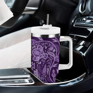 Afro Floral mix Maasai Shuka Tumbler With Handle Purple Moitf