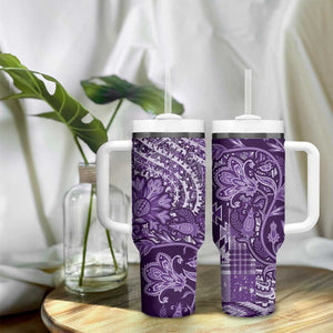 Afro Floral mix Maasai Shuka Tumbler With Handle Purple Moitf