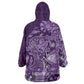 Afro Floral mix Maasai Shuka Wearable Blanket Hoodie Purple Moitf