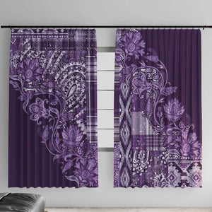 Afro Floral mix Maasai Shuka Window Curtain Purple Moitf