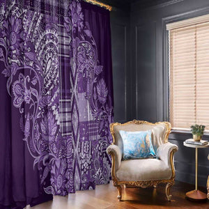 Afro Floral mix Maasai Shuka Window Curtain Purple Moitf