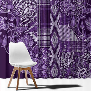 Afro Floral mix Maasai Shuka Window Curtain Purple Moitf