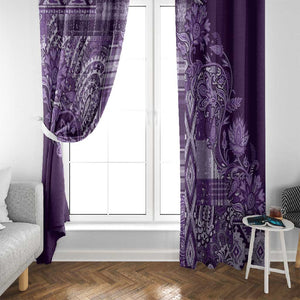 Afro Floral mix Maasai Shuka Window Curtain Purple Moitf