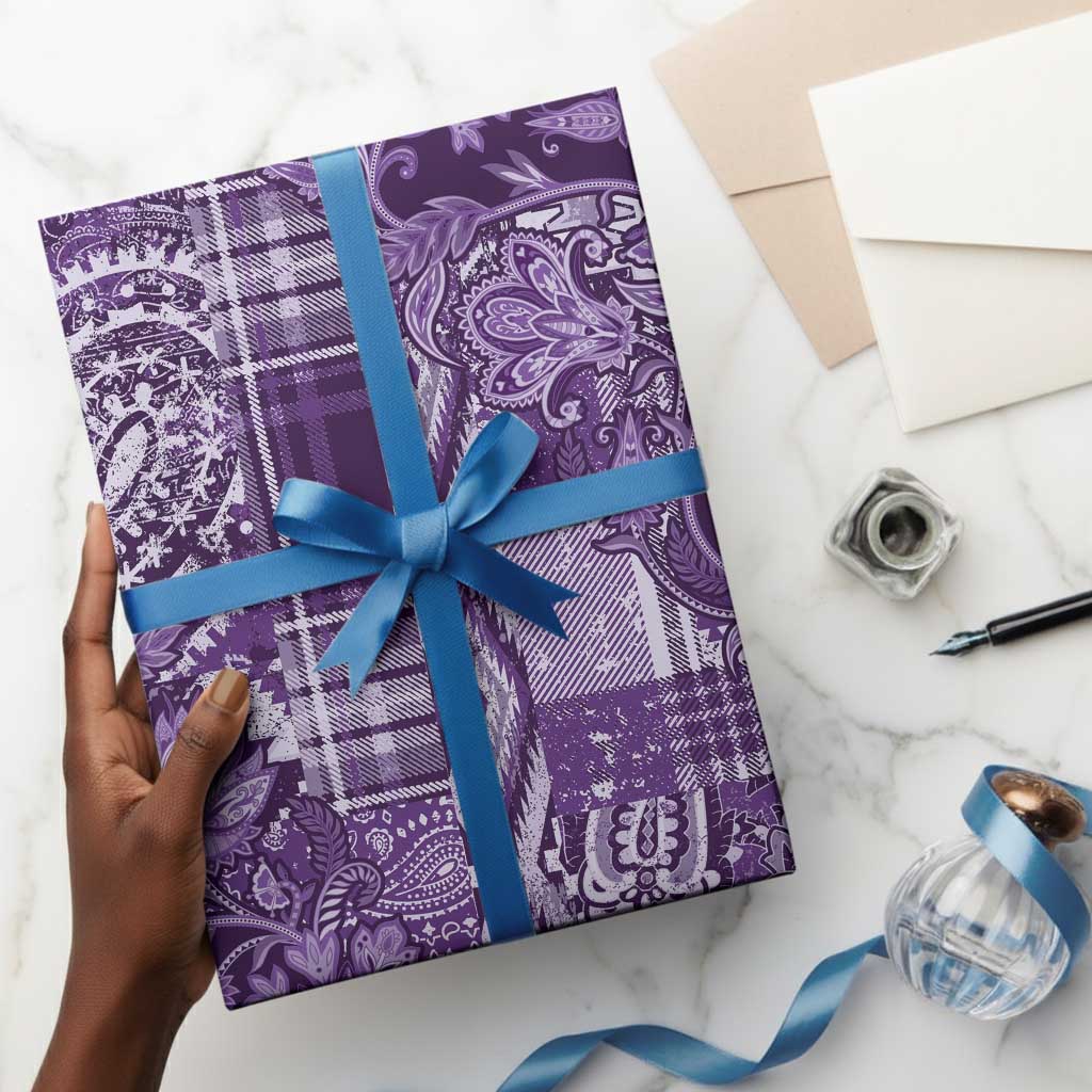 Africa Floral mix Maasai Shuka Wrapping Paper Purple Moitf - African Pride