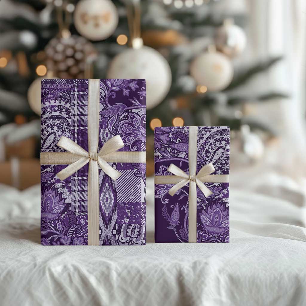 Africa Floral mix Maasai Shuka Wrapping Paper Purple Moitf - African Pride