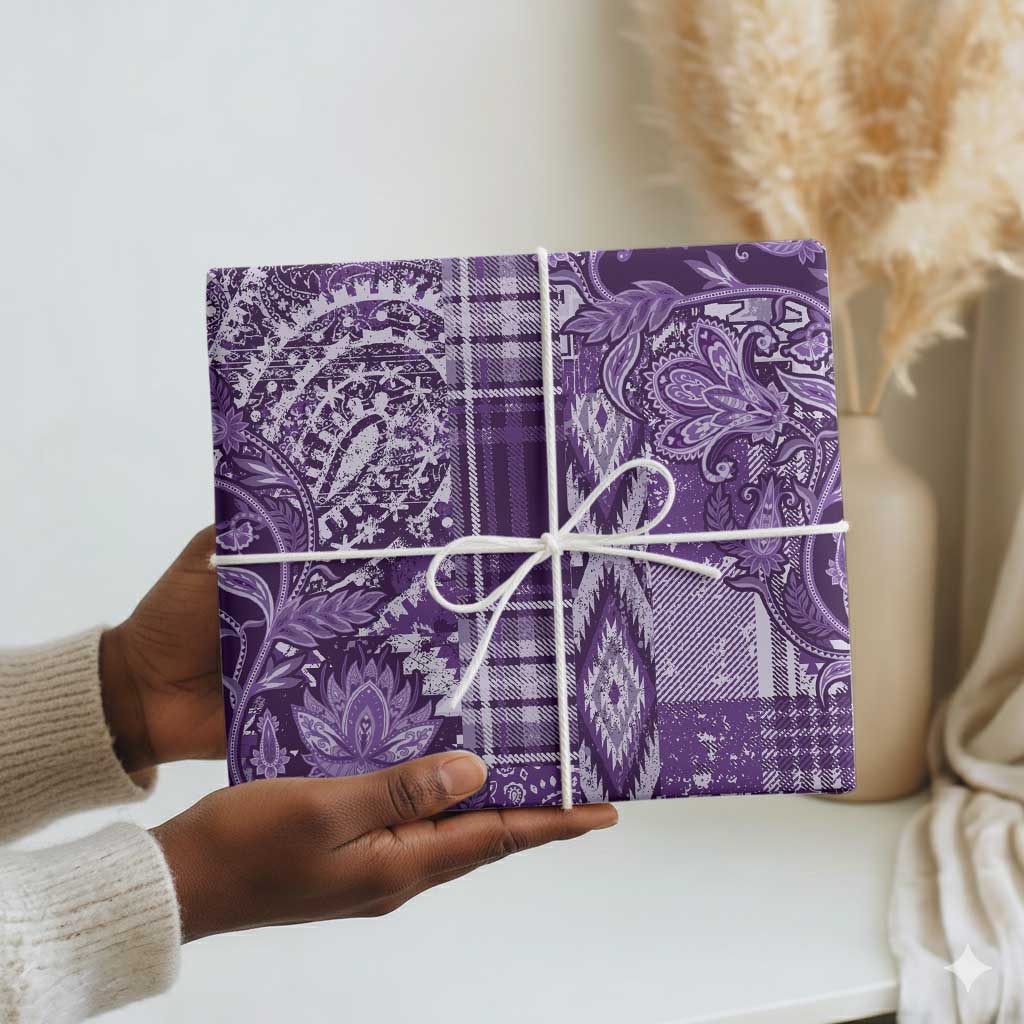 Africa Floral mix Maasai Shuka Wrapping Paper Purple Moitf - African Pride