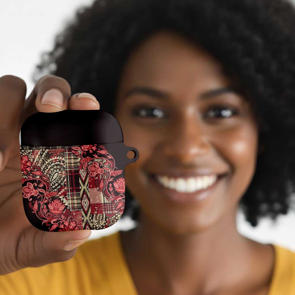 Africa Floral mix Maasai Shuka AirPods Case Red Moitf