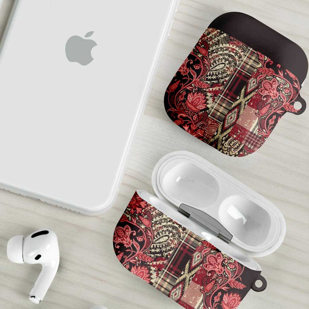 Africa Floral mix Maasai Shuka AirPods Case Red Moitf