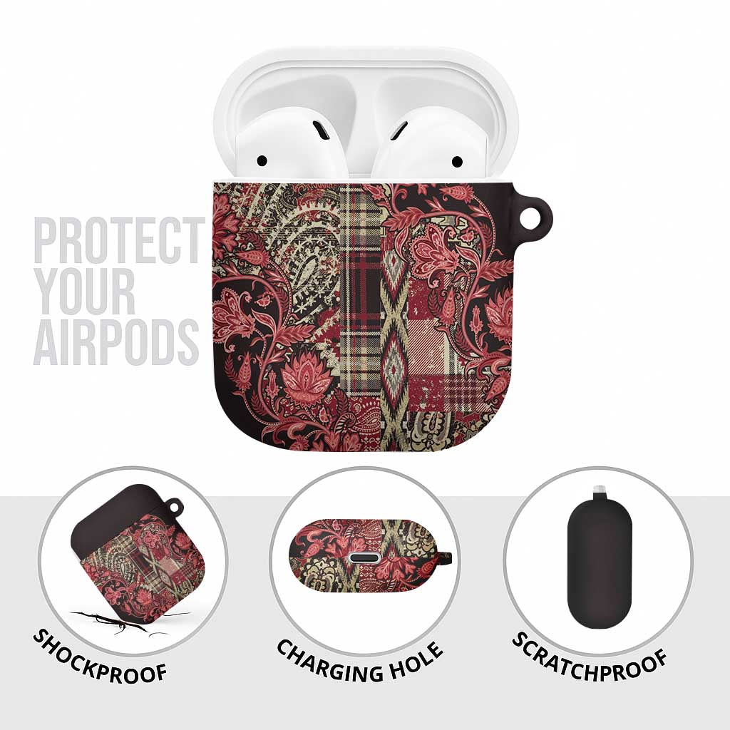 Africa Floral mix Maasai Shuka AirPods Case Red Moitf