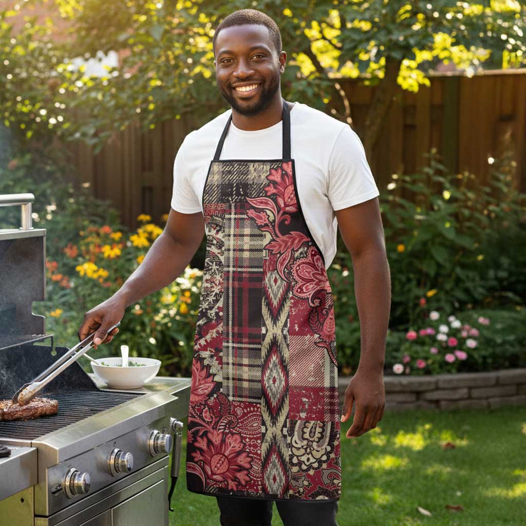 Africa Floral mix Maasai Shuka Apron Red Moitf