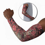 Africa Floral mix Maasai Shuka Arm Sleeves Red Moitf
