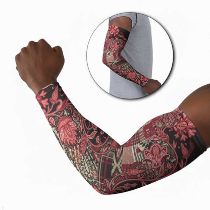 Africa Floral mix Maasai Shuka Arm Sleeves Red Moitf