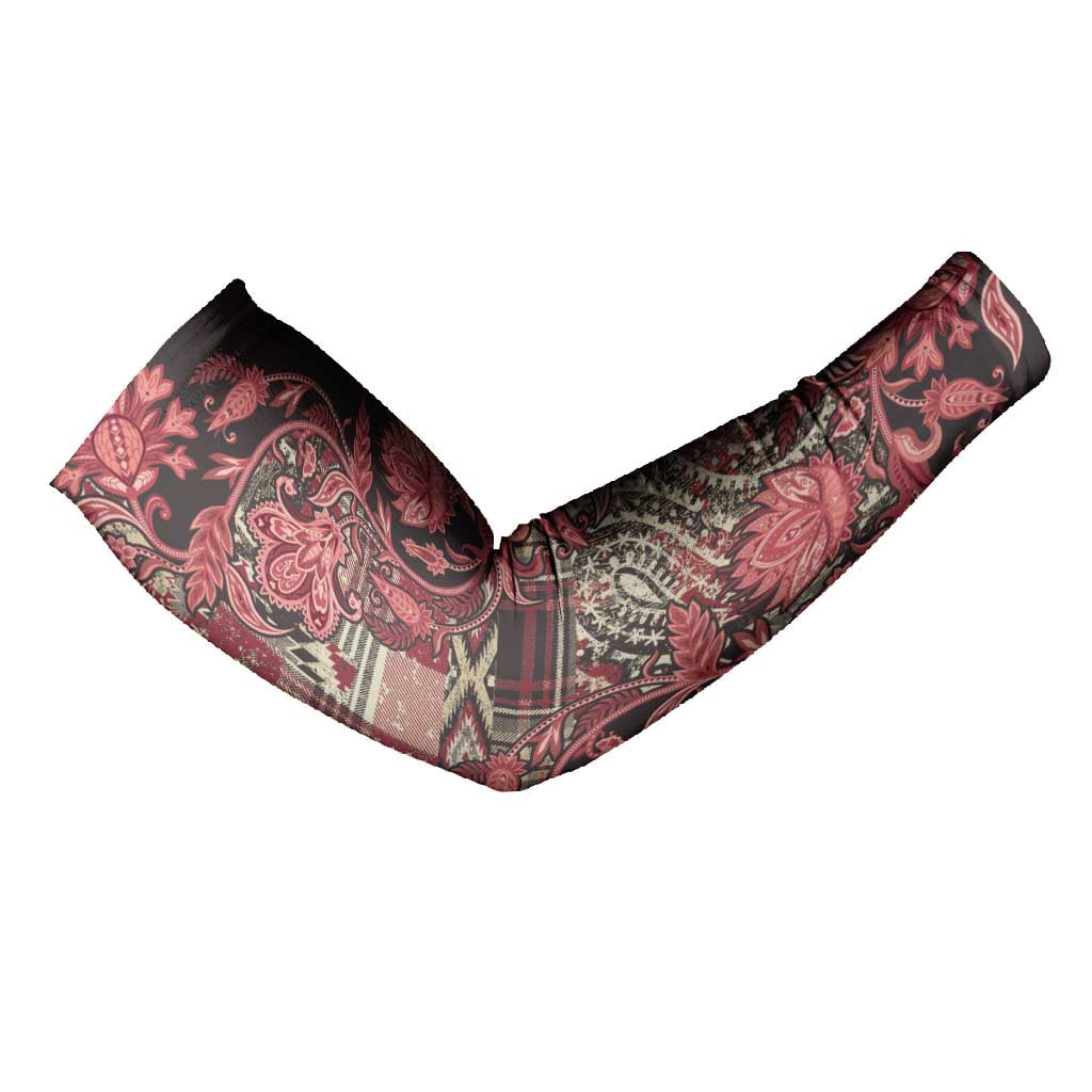 Africa Floral mix Maasai Shuka Arm Sleeves Red Moitf