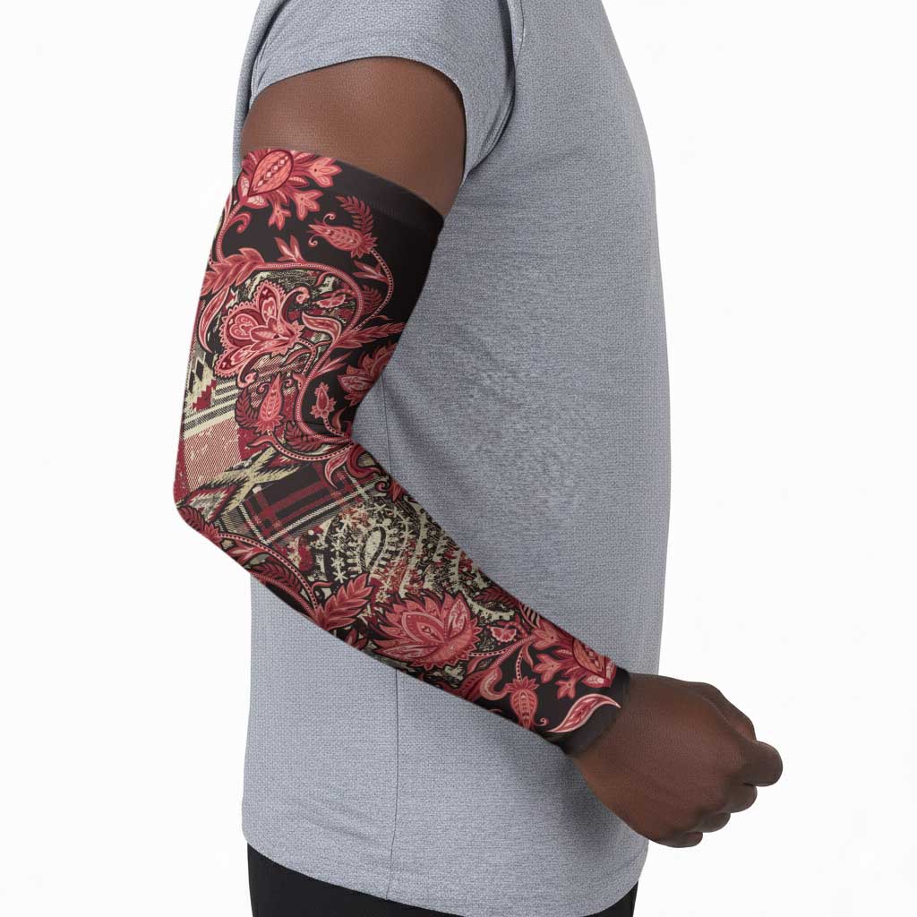 Africa Floral mix Maasai Shuka Arm Sleeves Red Moitf