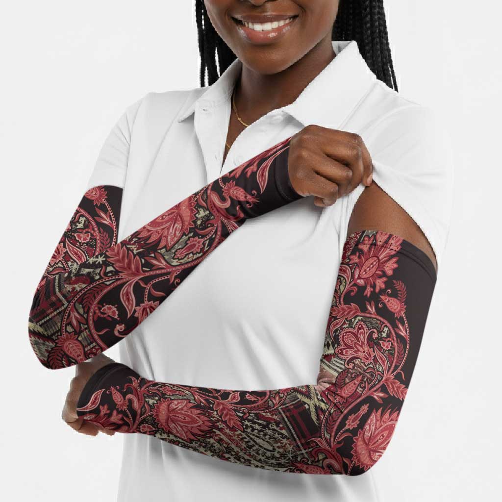 Africa Floral mix Maasai Shuka Arm Sleeves Red Moitf