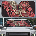 Africa Floral mix Maasai Shuka Auto Sun Shade Red Moitf