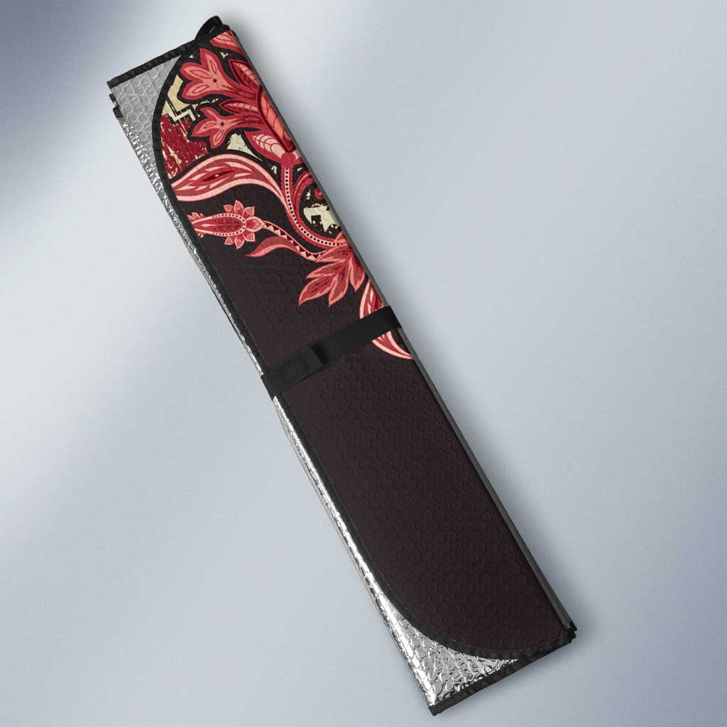 Africa Floral mix Maasai Shuka Auto Sun Shade Red Moitf