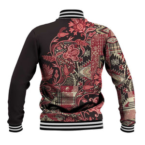 Afro Floral mix Maasai Shuka Baseball Jacket Red Moitf LT9