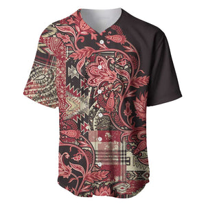 Afro Floral mix Maasai Shuka Baseball Jersey Red Moitf