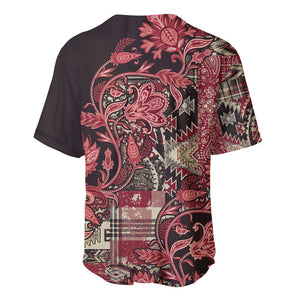 Afro Floral mix Maasai Shuka Baseball Jersey Red Moitf