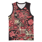 Afro Floral mix Maasai Shuka Basketball Jersey Red Moitf LT9