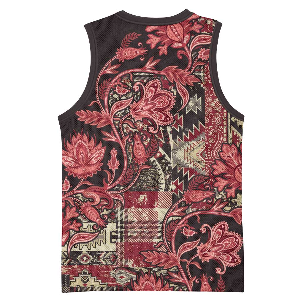 Afro Floral mix Maasai Shuka Basketball Jersey Red Moitf LT9