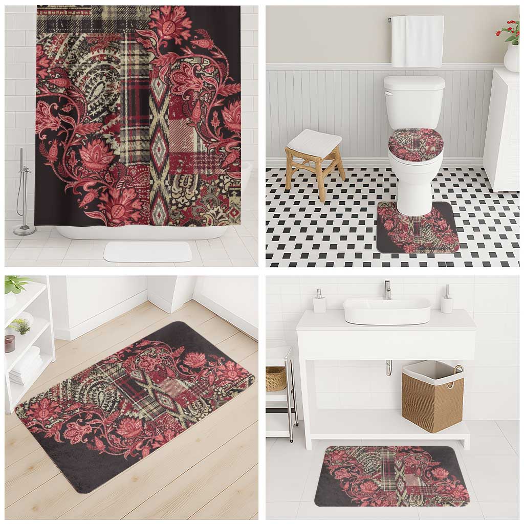 Africa Floral mix Maasai Shuka Bathroom Set Red Moitf