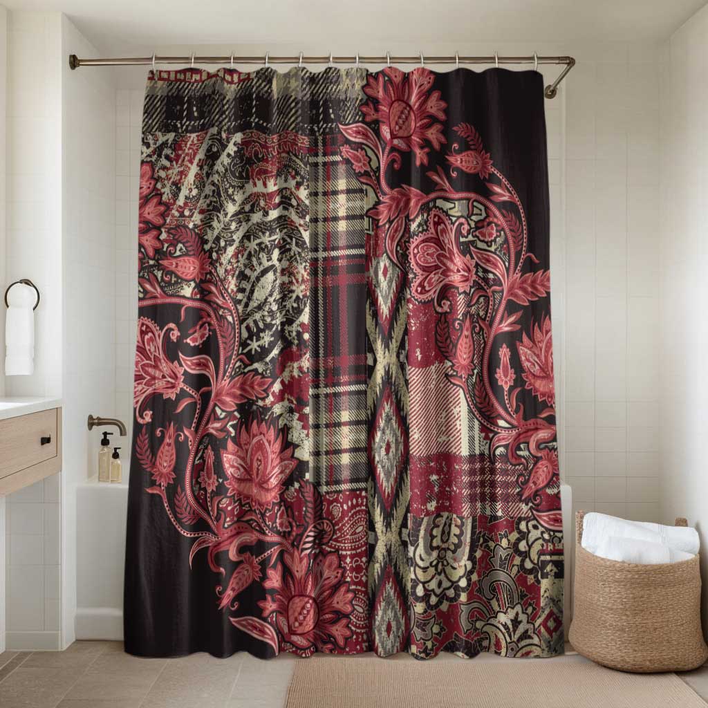 Africa Floral mix Maasai Shuka Bathroom Set Red Moitf
