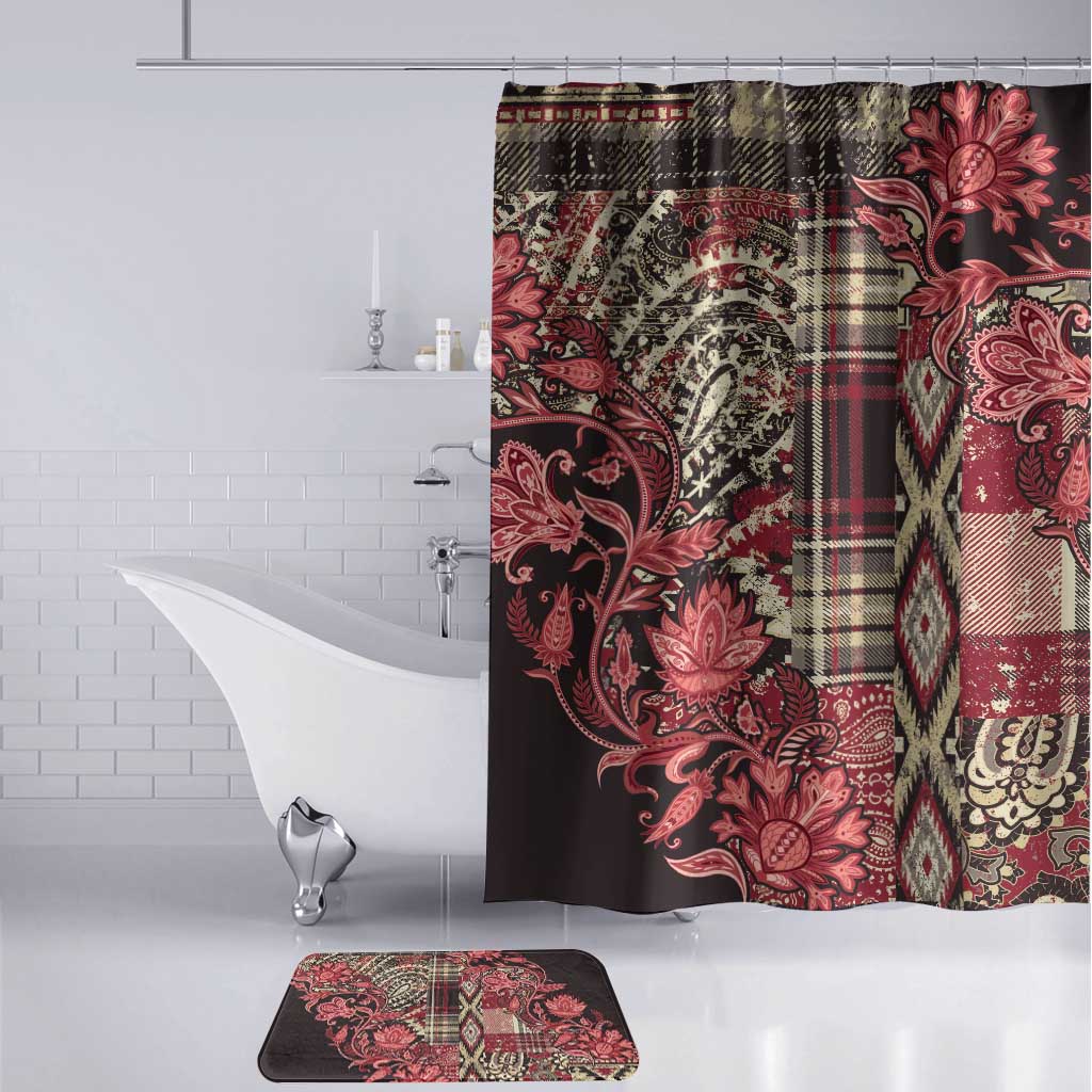 Africa Floral mix Maasai Shuka Bathroom Set Red Moitf