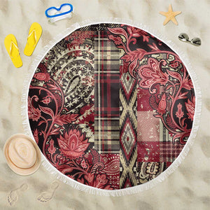 Afro Floral mix Maasai Shuka Beach Blanket Red Moitf