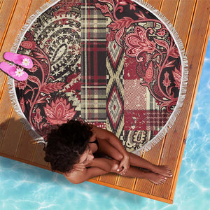 Afro Floral mix Maasai Shuka Beach Blanket Red Moitf