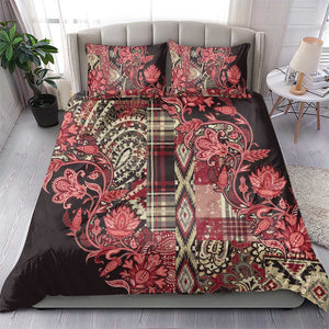 Afro Floral mix Maasai Shuka Bedding Set Red Moitf