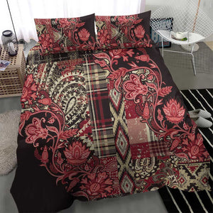 Afro Floral mix Maasai Shuka Bedding Set Red Moitf