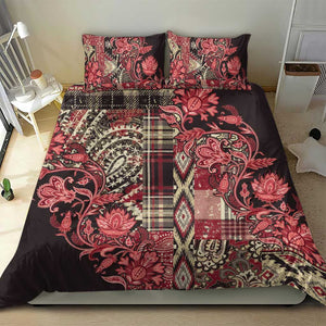 Afro Floral mix Maasai Shuka Bedding Set Red Moitf