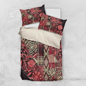 Afro Floral mix Maasai Shuka Bedding Set Red Moitf