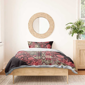 Afro Floral mix Maasai Shuka Bedding Set Red Moitf