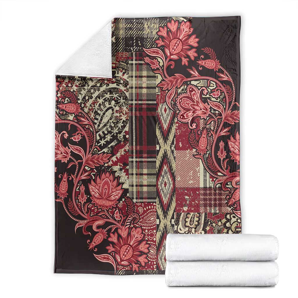 Afro Floral mix Maasai Shuka Blanket Red Moitf