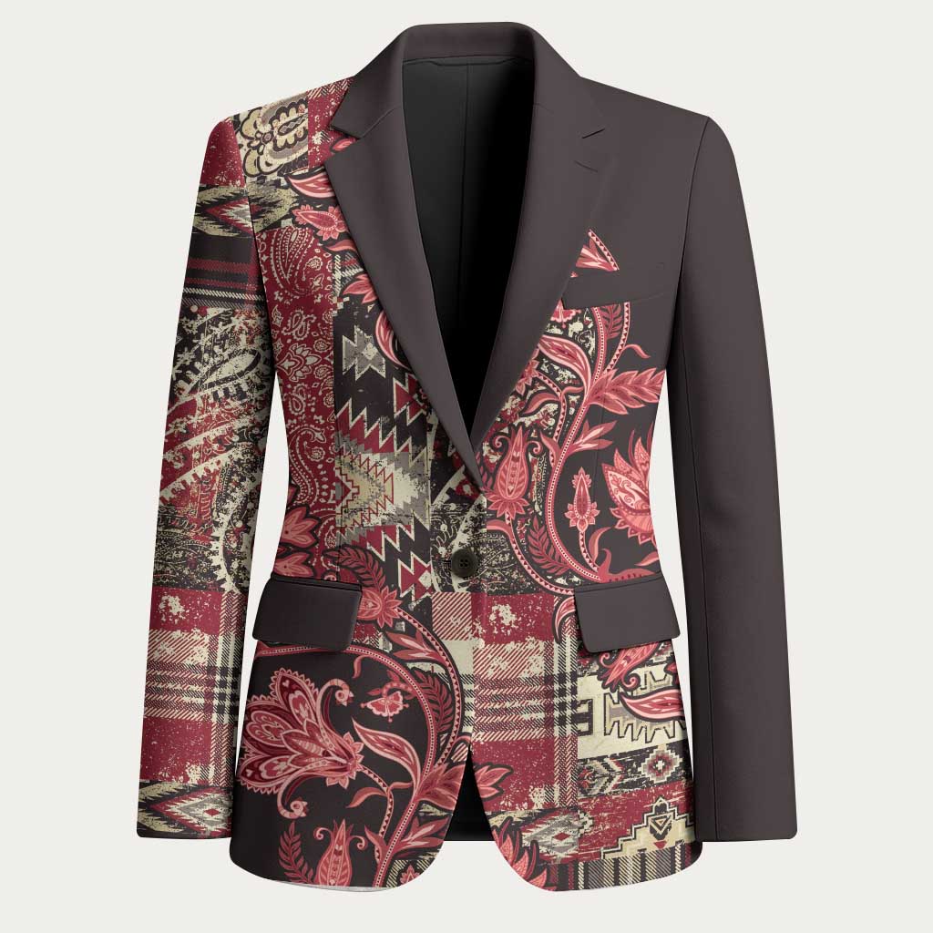 Africa Floral mix Maasai Shuka Blazer Red Moitf