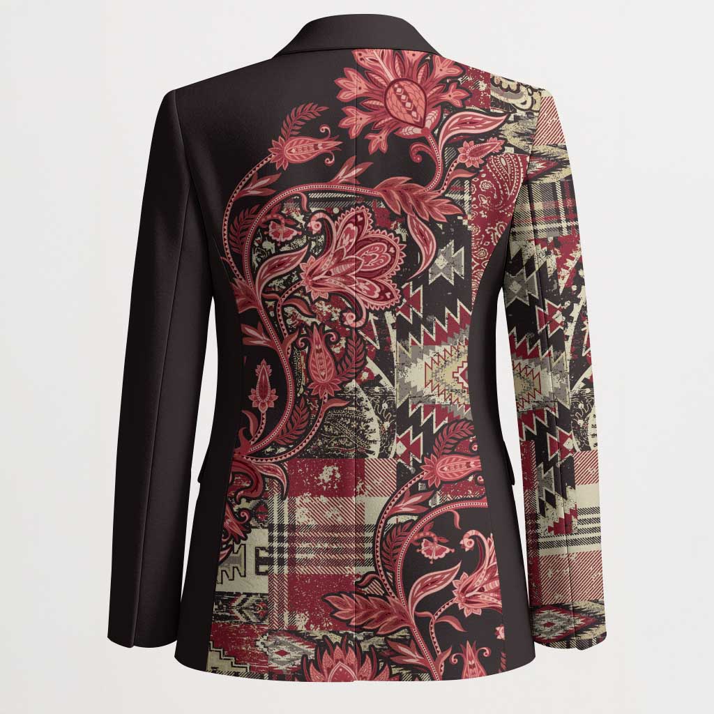 Africa Floral mix Maasai Shuka Blazer Red Moitf