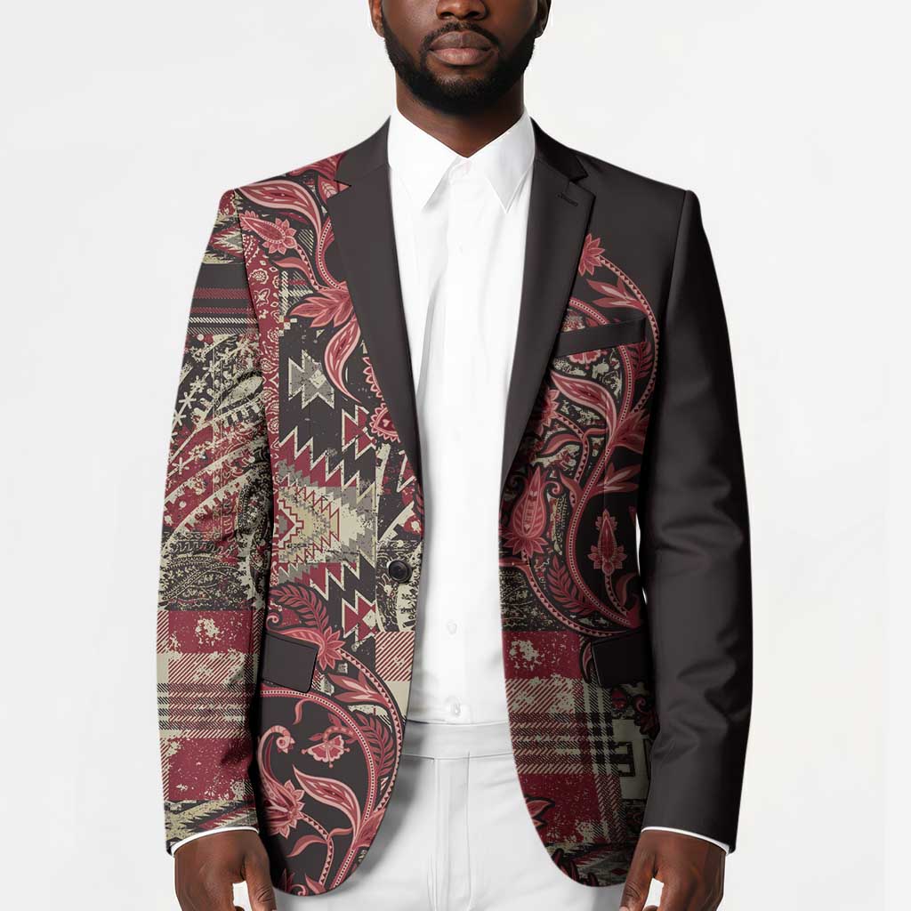 Africa Floral mix Maasai Shuka Blazer Red Moitf