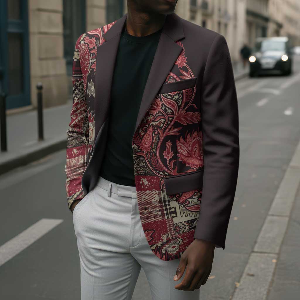 Africa Floral mix Maasai Shuka Blazer Red Moitf