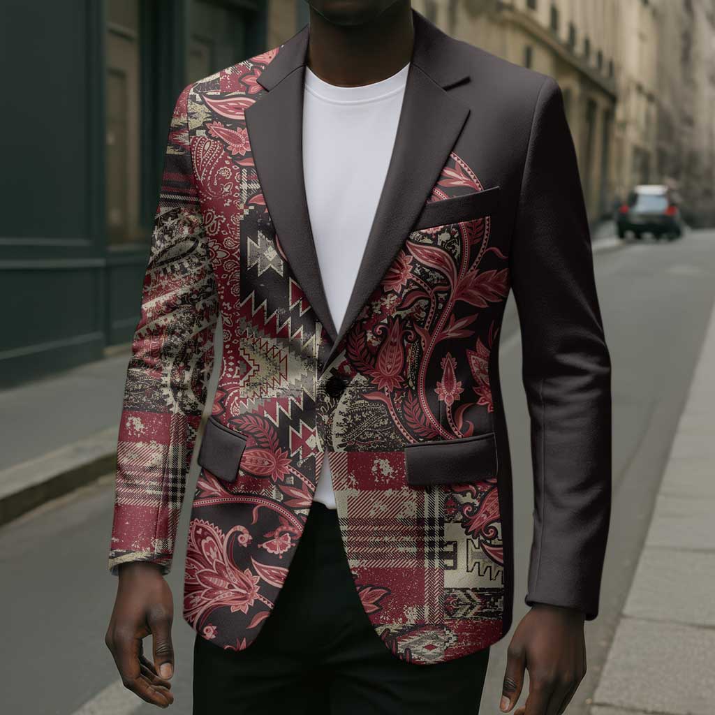Africa Floral mix Maasai Shuka Blazer Red Moitf